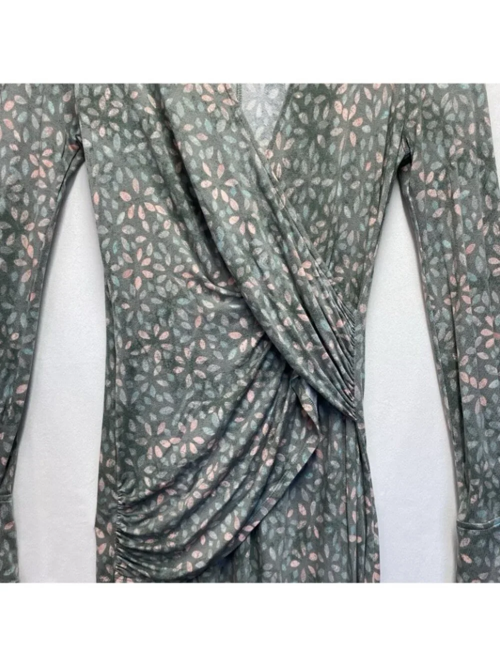 Free People Shayla Wrap Midi Dress Women Medium Mint Multicolor Deep V-Neckline